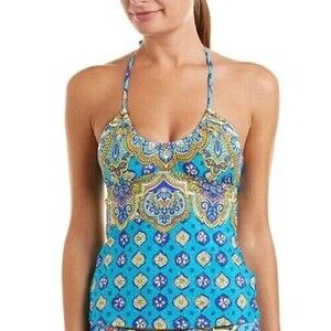 Trina Turk Swim Top Size 6 Multicolored Halter‎ Beach Coastal Travel Resort